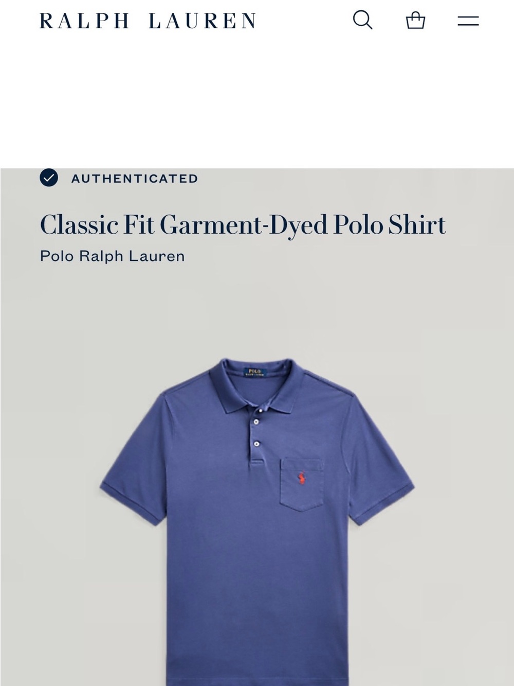 Ralph Lauren Classic Fit Garment-Dyed Polo Shirt - Blue with Red Pony